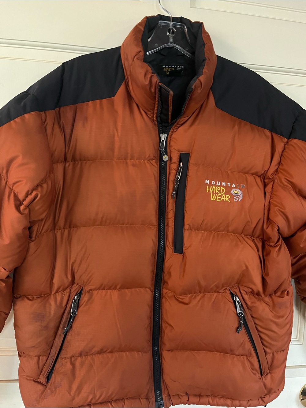 Mountain Hardwear Men’s M Down Puffer Jacket Rust Orange Black
